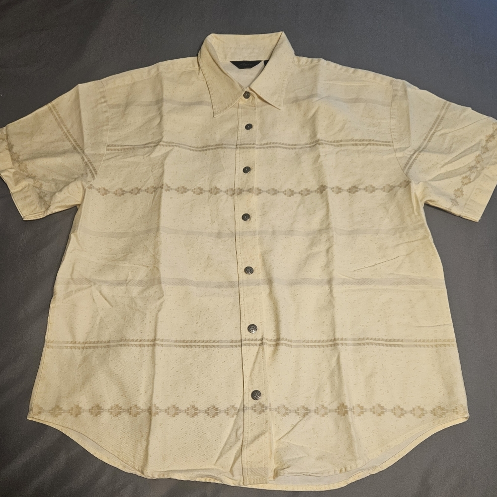Men's Size L Roper Western Aztec Button Up Short Sleeve Shirt
